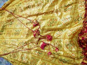 Long  Yellow And Red Gown With Tussel