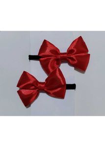 Red Bow Hair Clips - Set of 2