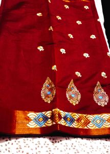 Elegant Maroon silk Embroidered Saree