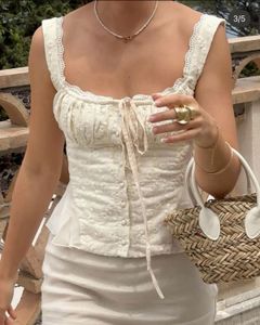 White Lace Cottagecore Tank Top