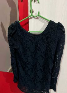 Black Lace Peplum Top