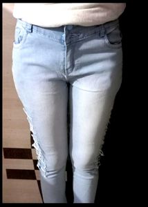 Light Blue Ripped College Jeans