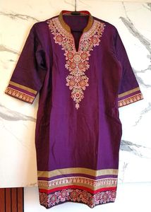 Purple Embroidered Kurti Tunic