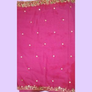 Elegant Magenta Pink Saree with Golden Embroidery