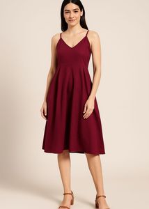 Burgundy Fit & Flare Dress