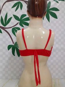 )200)Red Ring Detail Bralette Top