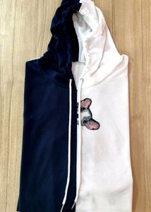 Hoodie Oversized Top- Blue And White