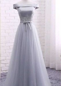 Long Off shoulder Gown Dress Wedding Flared