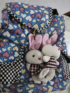 Canvas Backpack With Bunnies Attached