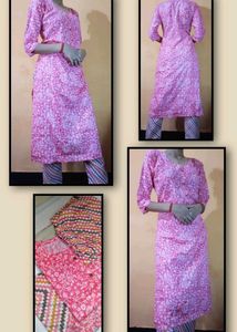 Pink Printed Kurta Set