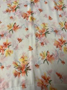 cream colour flowers print saree