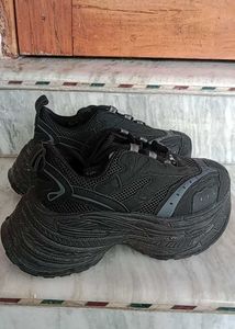 Black Chunky Platform Sneakers