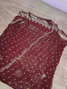 Maroon Saree contain blouse with Embroide