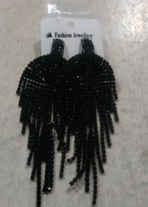 Statement Black Fringe Earrings