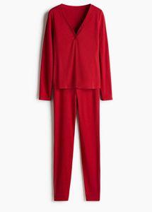Rust Ribbed Henley Pyjamas
