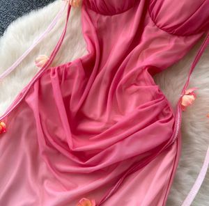 Pink Floral Embellished Dress