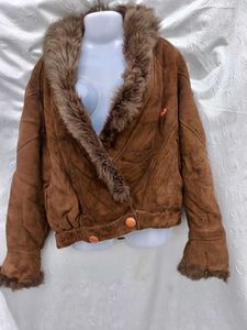 Vintage Imported Fur Collar Brown Jacket