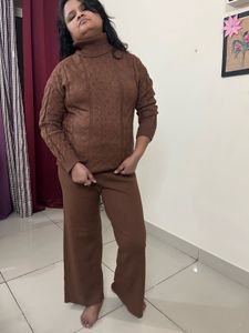 Brown Knit Sweater &amp; Pants Set