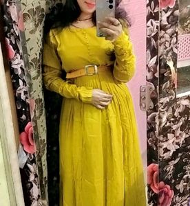 Elegant Yellow Full Sleeve Ethnic Kurti