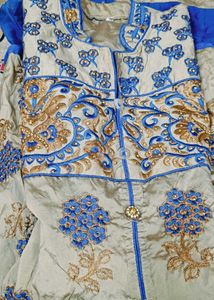 Blue Floral Embroidered Top