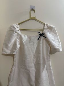 off White Puff Sleeve Mini Dress