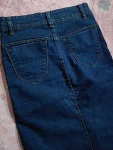Denim Button-Front Skirt
