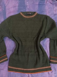 Green Ribbed Knit Sweater