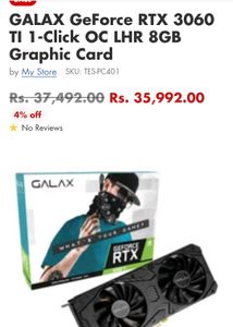 Galax GeForce RTX 3060 Ti 8gb Graphic Card