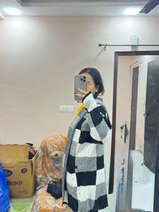 Checkered Knit Cardigan