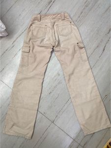 Beige Corduroy Cargo Pants