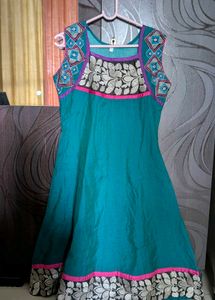 Embroidered Teal Ethnic Kurti