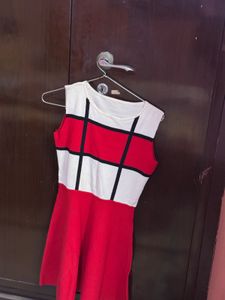 Red &amp; White Mondrian Style Dress