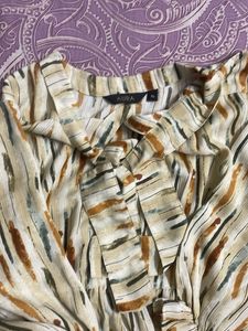 Elegant Striped Lemon  Tie-Neck Dress