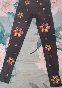 Tight Black Floral Pants