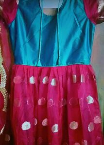 Red Colour Long Frock With Duppata