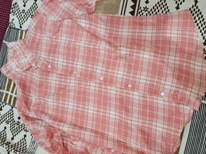 Pink Plaid 3/4 Sleeve Shirt