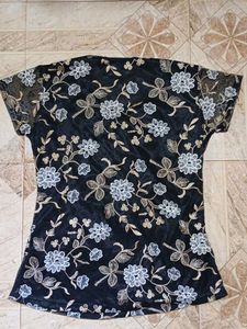 Elegant Black Floral Embroidered Top