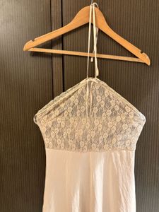 Beautiful Lace Trim Halter Maxi Dress