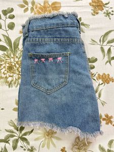 Denim Bow Embroidery Shorts🎀
