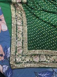 Elegant Green bandhej saree