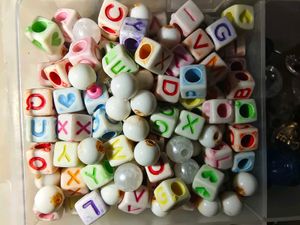 Alphabet Cube Beads 100 pieces approx