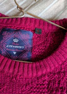 Dark pink Knit Pullover Sweater