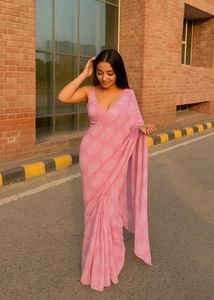 🩷🌷Pretty Pink Printed Saree