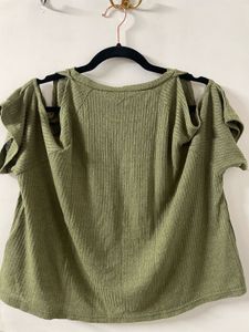 HnM Cold Shoulder Olive green Crop top