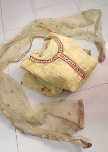 Elegant Yellow Embroidered Garara Set