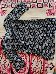 Patterned Long Sleeve Top And Kurti