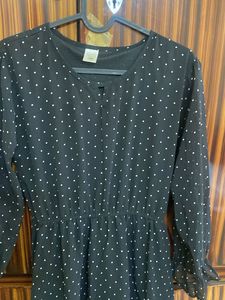 Black polka dot dress