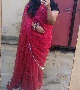 Elegant hot pink Net Saree🥰🩷