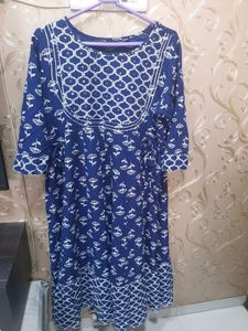 Navy &amp; White Printed Maxi Dress