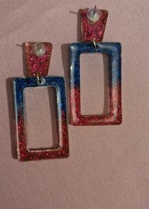 Sparkly Statement Earrings Pink &amp; Blue Toned